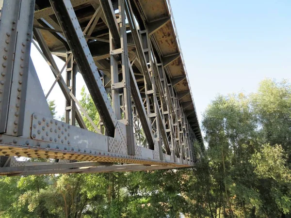 Most Żelazny Zamknięta Pociągu Ruchu Stare — Zdjęcie stockowe