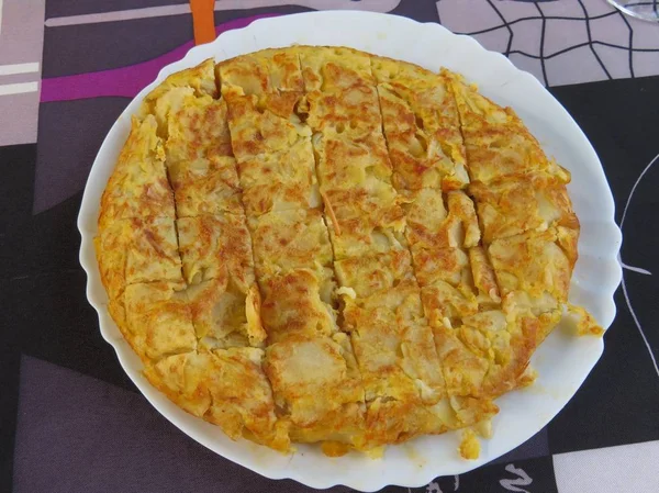 Aptitretande Potatis Omelett Med Otrolig Färg Och Smak — Stockfoto