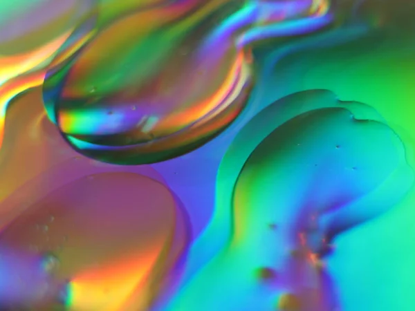 Cores Abstratas Rainbow Drops Reflexos Macro Fundo Borrão — Fotografia de Stock