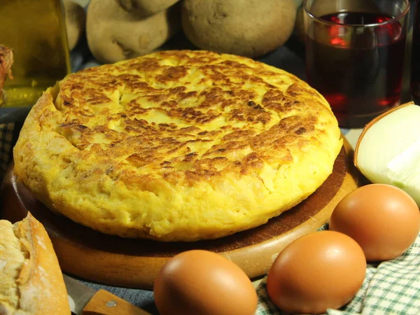 Typická Španělská Bramborová Omeleta Originální Tradiční Chutné Chutné — Stock fotografie