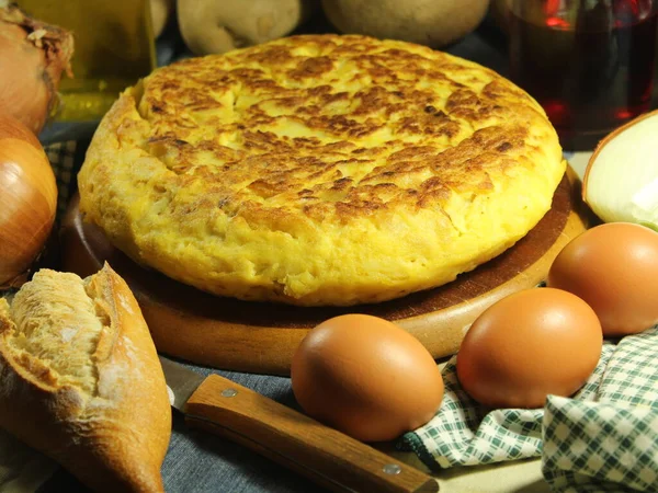 Typická Španělská Bramborová Omeleta Originální Tradiční Chutné Chutné — Stock fotografie