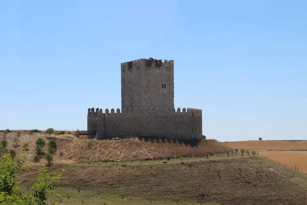 Vacker Slott Sten Forntida Medeltida Torn Fort Hög Spanien — Stockfoto