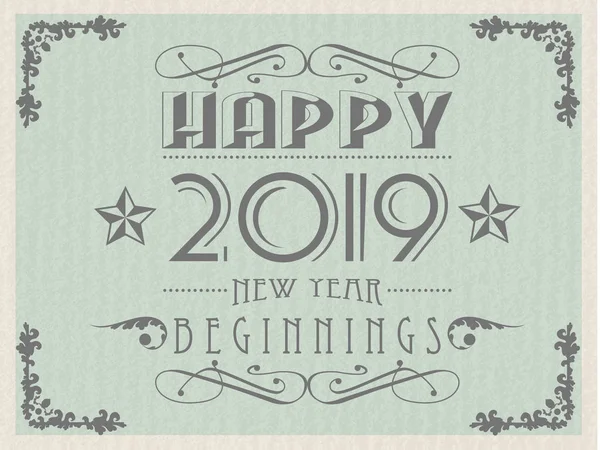 2019 Happy New Year Vintage Retro — Image vectorielle