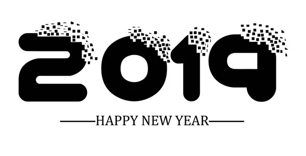 2019 Heureux Nouvelle Année Noir Simple Scraps Style — Image vectorielle