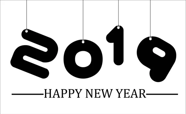 2019 Рік Щасливий Новий Рік Простий Запис Чорний Сім — стоковий вектор