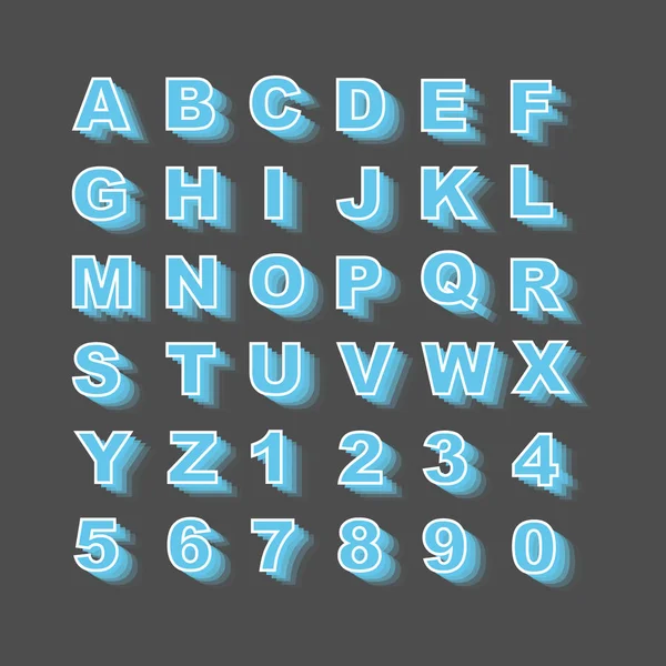 Αλφάβητο Απλό Στυλ Σκιές Μπλε Νέα Έκδοση — Διανυσματικό Αρχείο