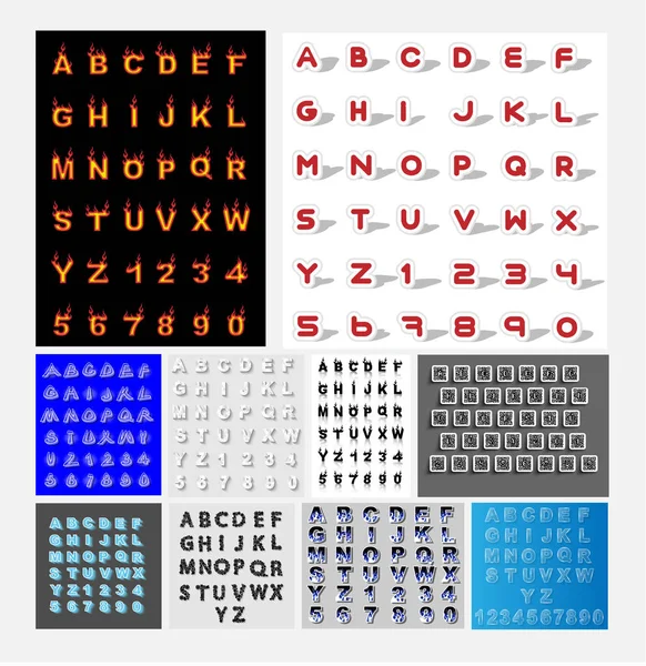 Alphabet Einfacher Stil Mit Schatten Blau Neuauflage — Stockvektor