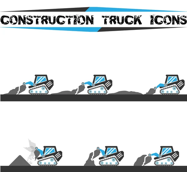 Constructio Truck Ikony Nastavit Tři — Stockový vektor
