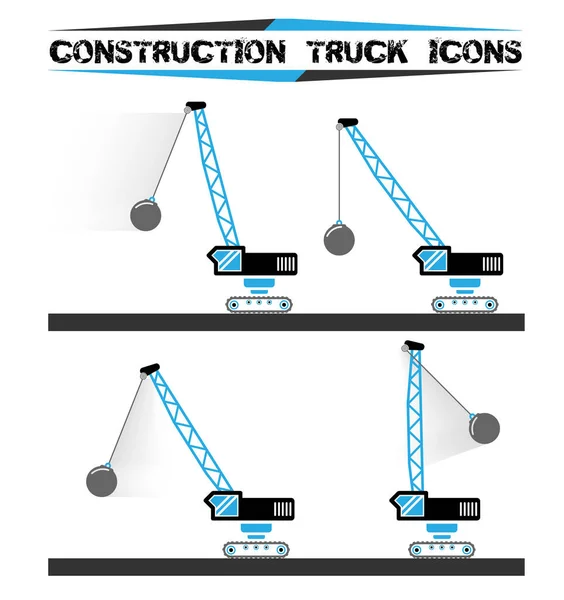 Constructio Truck Ikony Jednoduché Ikony — Stockový vektor