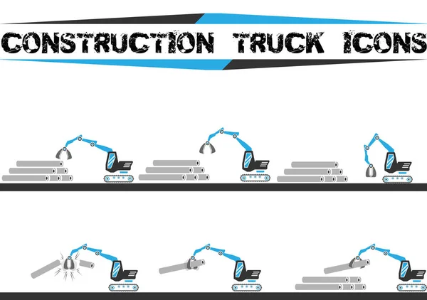 Constructio Truck Iconen Set Negen Rechtenvrije Stockvectors