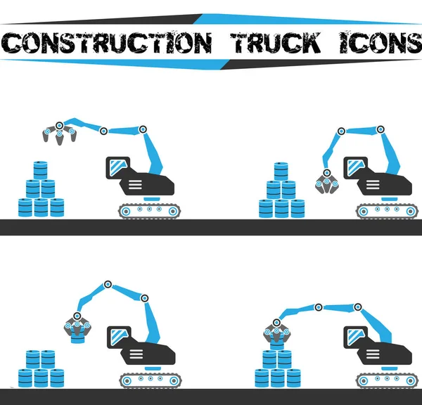 Constructio Teherautó Ikonok Készlet Stock Vektor