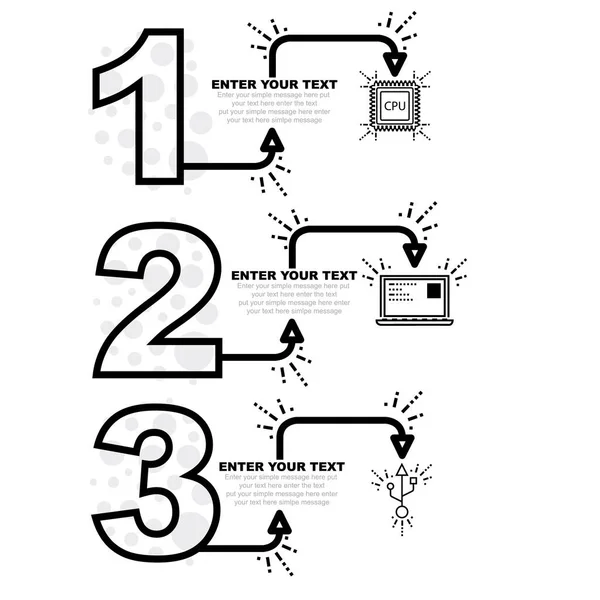 最小业务信息模板 带有3个选项或步骤版本5黑色 — 图库矢量图片