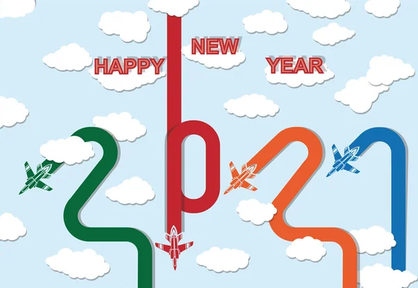 2021 Happy New Year Plane — Stockový vektor