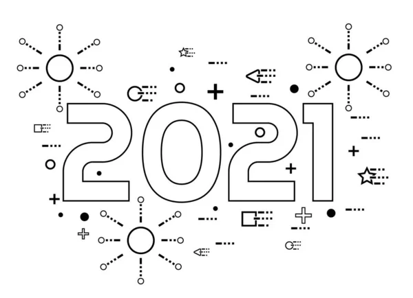 2021 Boldog Évet Lineáris Stílus — Stock Vector