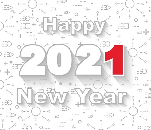 2021 Happy New Year Linear Style White — Stock Vector