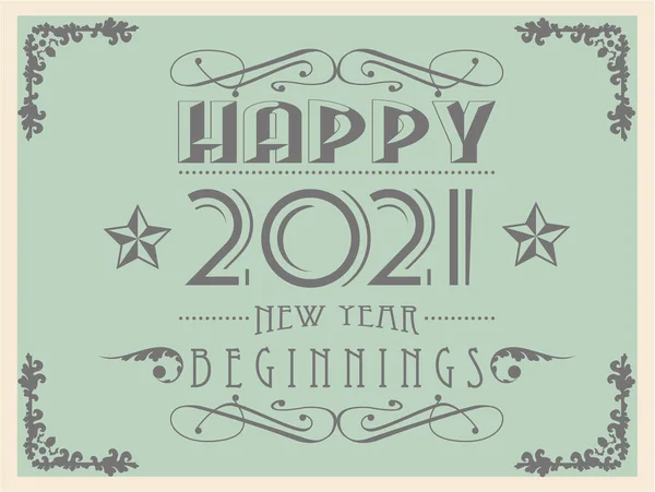 2021 Happy New Year Vintage Retro — Stock Vector