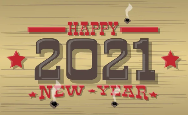 2021 Happy New Year Western — Stock Vector