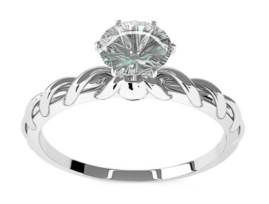 elmas yüzük beyaz zemin üzerine.