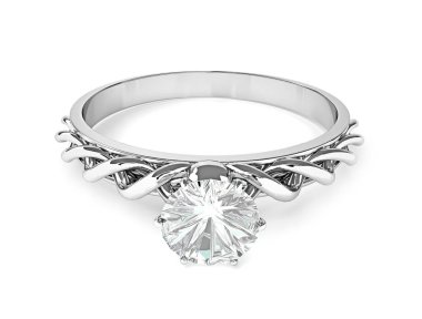 elmas yüzük beyaz zemin üzerine.