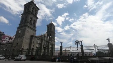 Puebla City, Puebla. Meksika. Ocak 2018. Puebla şehir Katedrali. En büyük kıtada.