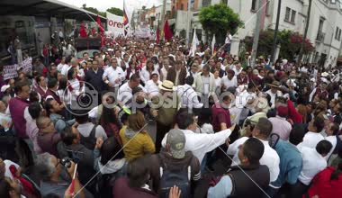 Puebla City, Puebla. Meksika. 12 Ağustos 2018. Birden fazla 8000 insanlar seçim dolandırıcılık iddiasıyla eyalet seçimleri iptal etmek isteyen.