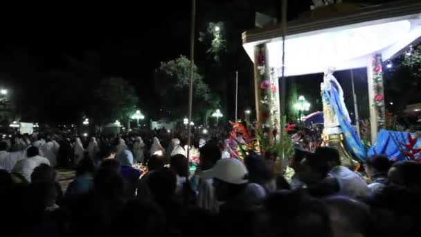 Tlaxcala Meksika Ağustos 2017 Gece Kimse Bakire Kasabada Gece Boyunca — Stok video