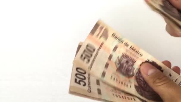 500 Pezoluk Meksika Banknotları Sayılıyor — Stok video