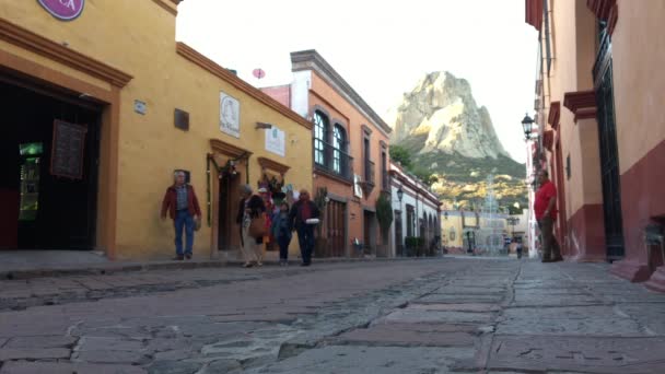 Bernal Queretaro Mexico December 2018 Fast Motion Main Street Magical — 비디오