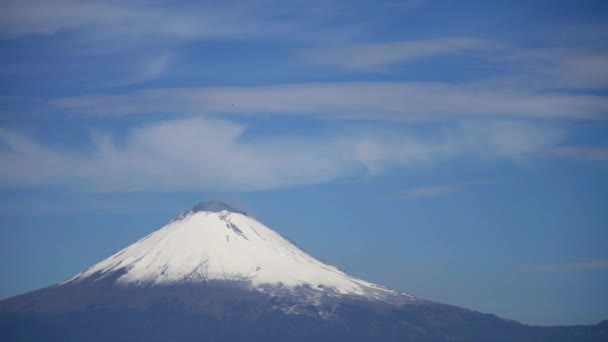 Meksykański Aktywny Wulkan Popocatepetl Blu Nieba Śniegu — Wideo stockowe