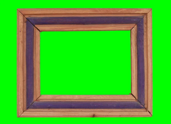 绿色背景的旧木制空相框 — 图库照片