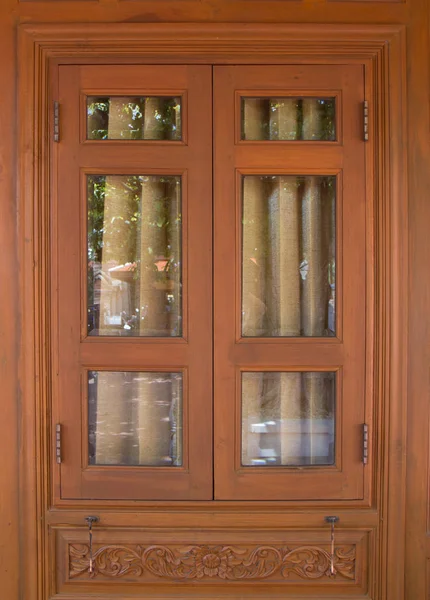 Windows Carving Local Art Style Thailand — Stock Photo, Image