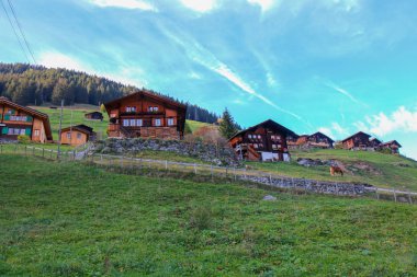 Alp Eiger köyügüzel görünümü. Pitoresk ve muhteşem