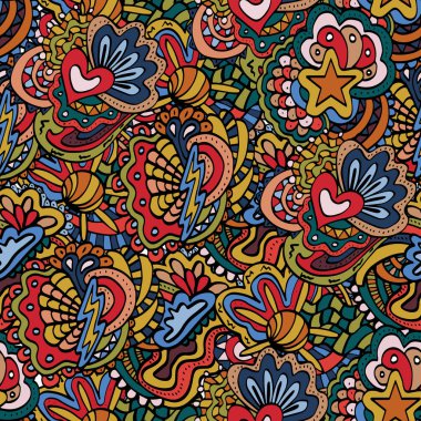 Doodle vektörsüz hippi deseni.