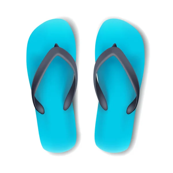 Realista Vector Verano Chanclas Zapatos Color Azul Para Hombre — Archivo Imágenes Vectoriales