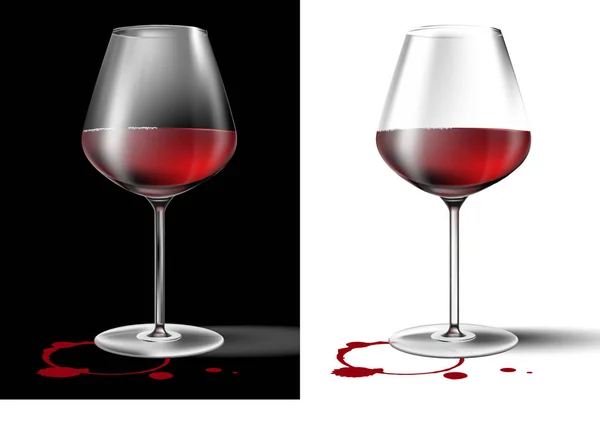 Isolierter Realistischer Vektor Leeres Und Volles Weinglas Auf Transparentem Hintergrund — Stockvektor