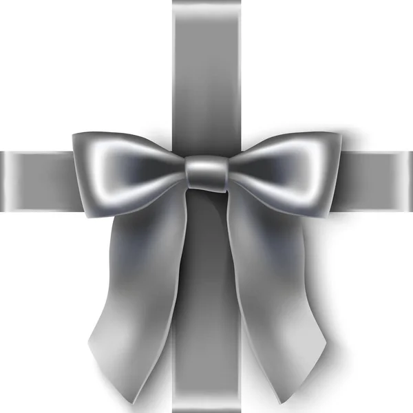 Realistischer Vektor Silberschleife Auf Transparentem Hintergrund Vorlage Für Ihre Geschenkkarte — Stockvektor