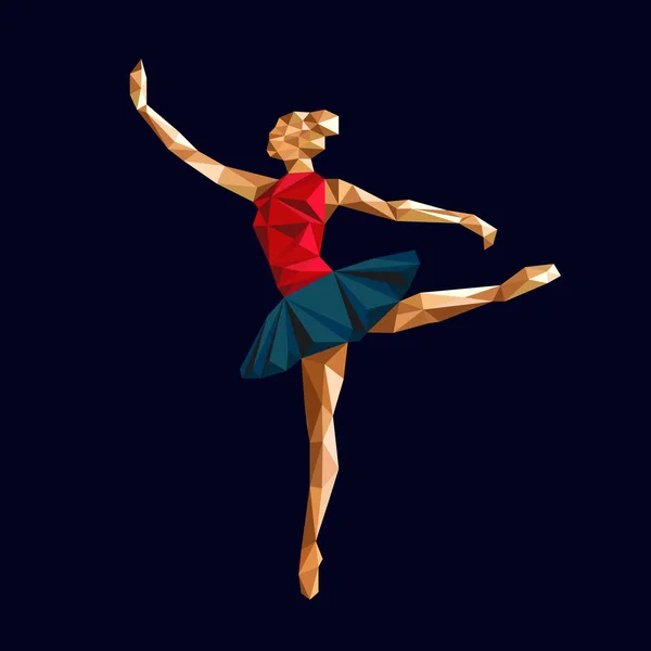 芭蕾舞演员的表面矢量多边形三角形 Papercut 设计徽标 — 图库矢量图片