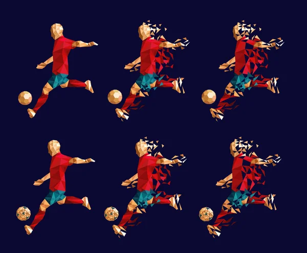 Vektor Illustration Fotboll Fotboll Spelare Låg Poly Stil Konceptet 2018 — Stock vektor