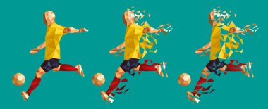 vektör çizim futbol futbol oyuncu düşük poli stil kavramı Avustralya kitleri tek tip renk 