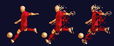 vektör çizim futbol futbol oyuncu düşük poli stil kavramı Avustralya kitleri tek tip renk 