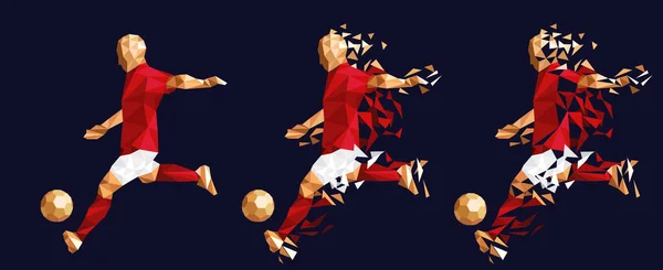 Vektorové Ilustrace Fotbal Fotbal Hráče Low Poly Styl Koncept Austrálie — Stockový vektor