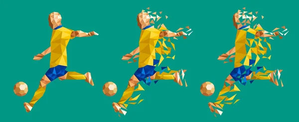 Vektor Ilustrasi Sepak Bola Pemain Sepak Bola Gaya Rendah Poli - Stok Vektor