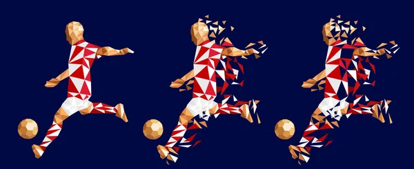 Vector Illustratie Voetbal Voetbal Speler Low Poly Stijl Concept Australië — Stockvector