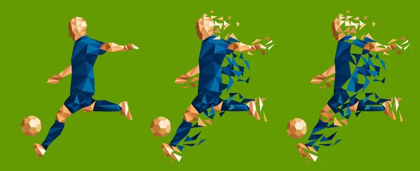 Illustration Vectorielle Footballeur Low Poly Style Concept Australie Kits Couleur — Image vectorielle