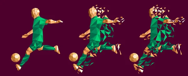 Vektorové Ilustrace Fotbal Fotbal Hráče Low Poly Styl Koncept Austrálie — Stockový vektor