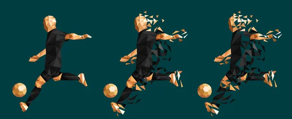 Vektor Ilustrasi Sepak Bola Pemain Sepak Bola Gaya Rendah Poli - Stok Vektor