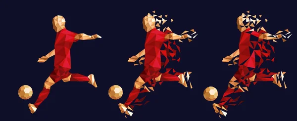 ベクトル イラスト サッカー サッカー選手ローポリ スタイル コンセプト オーストラリア キット制服色 — ストックベクタ