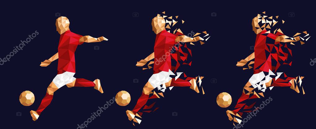 Vector illustration soccer football player low-poly style concept australia kits uniform colour