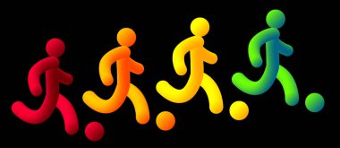 renkli vektör çizim futbol oyuncu tasarım ekibi hafif futbol oyuncu neon kavramı sembol kümesi şambriyelli