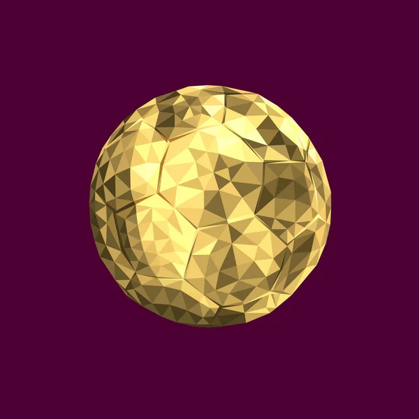 Vektorové Ilustrace Zlatý Fotbal Fotbal Geometrický Trojúhelník Koncept Low Poly — Stockový vektor